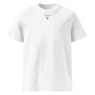 Organic Cotton T-Shirt in White with visudeco logo in front.