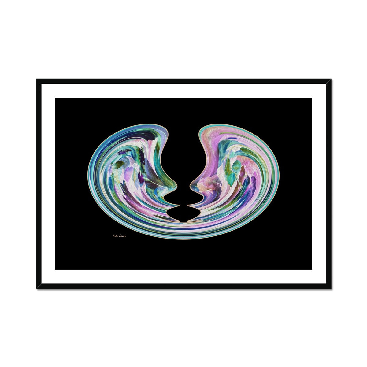 The Garden - Framed & Mounted Print - with a black -, wooden frame.