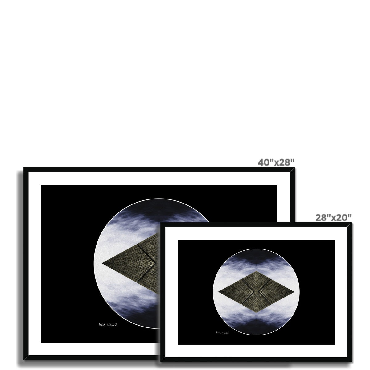 Element - Framed & Mounted Print. Showing available sizes.