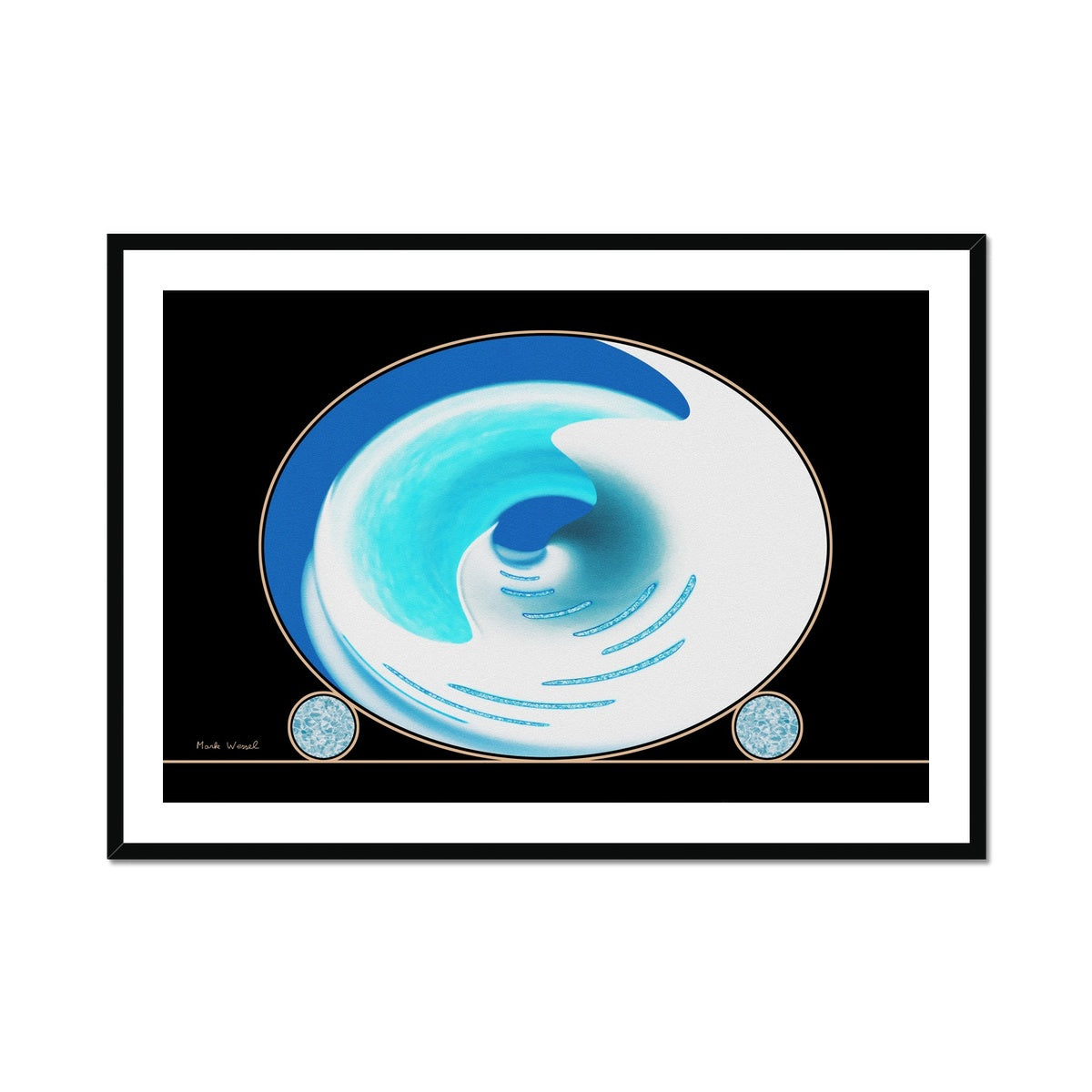 Winterscape - Framed & Mounted Print - with a black -, wooden frame.